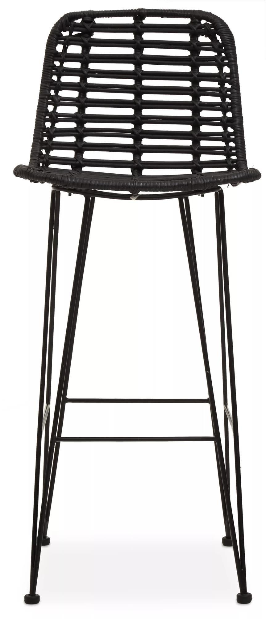 Interiors by Premier Sturdy Black Natural Rattan Bar Chair, Natural Cane Dining Chair, Durable Ratta