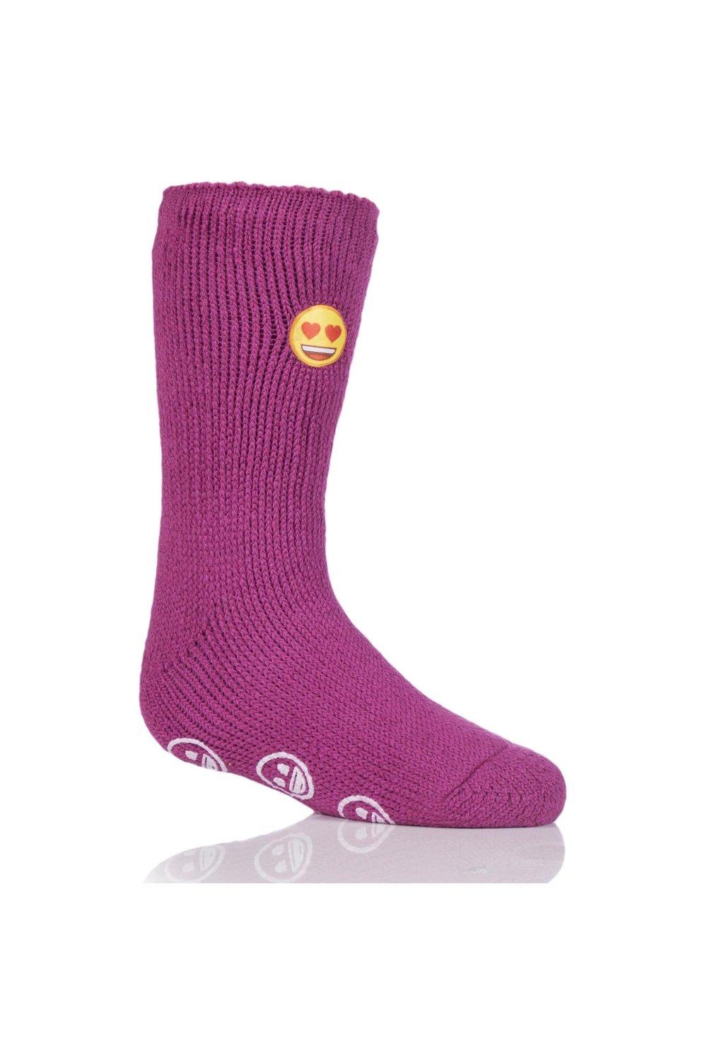 1 Pair Emoji Heart Face Slipper Socks