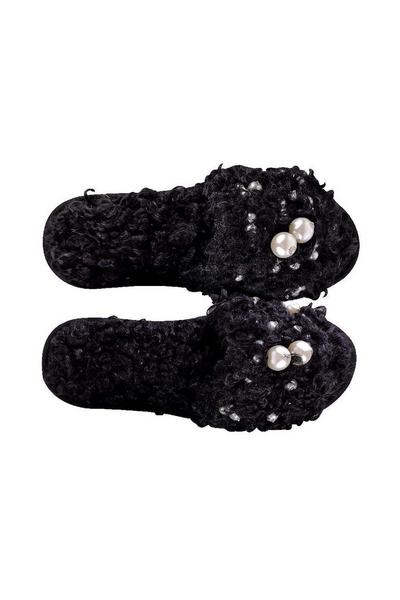 Stylish Fabulous Slip On Faux Fur Pearl Maisie Slippers