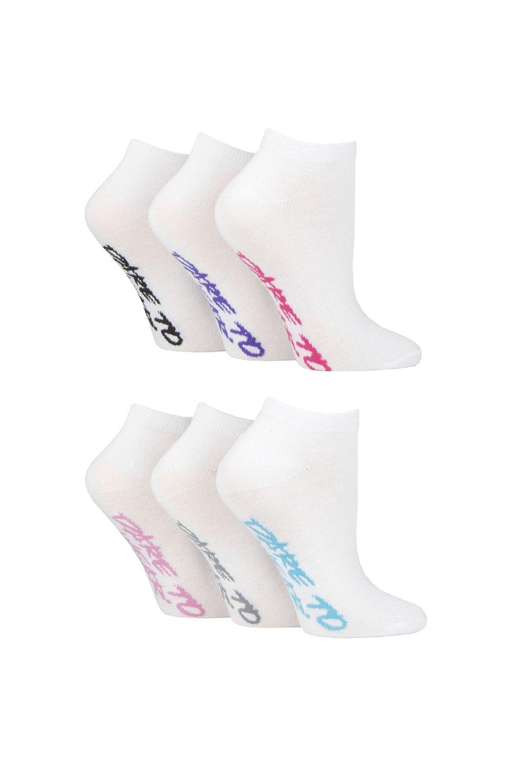 6 Pair Dare to Wear Patterned and Plain Trainer Socks