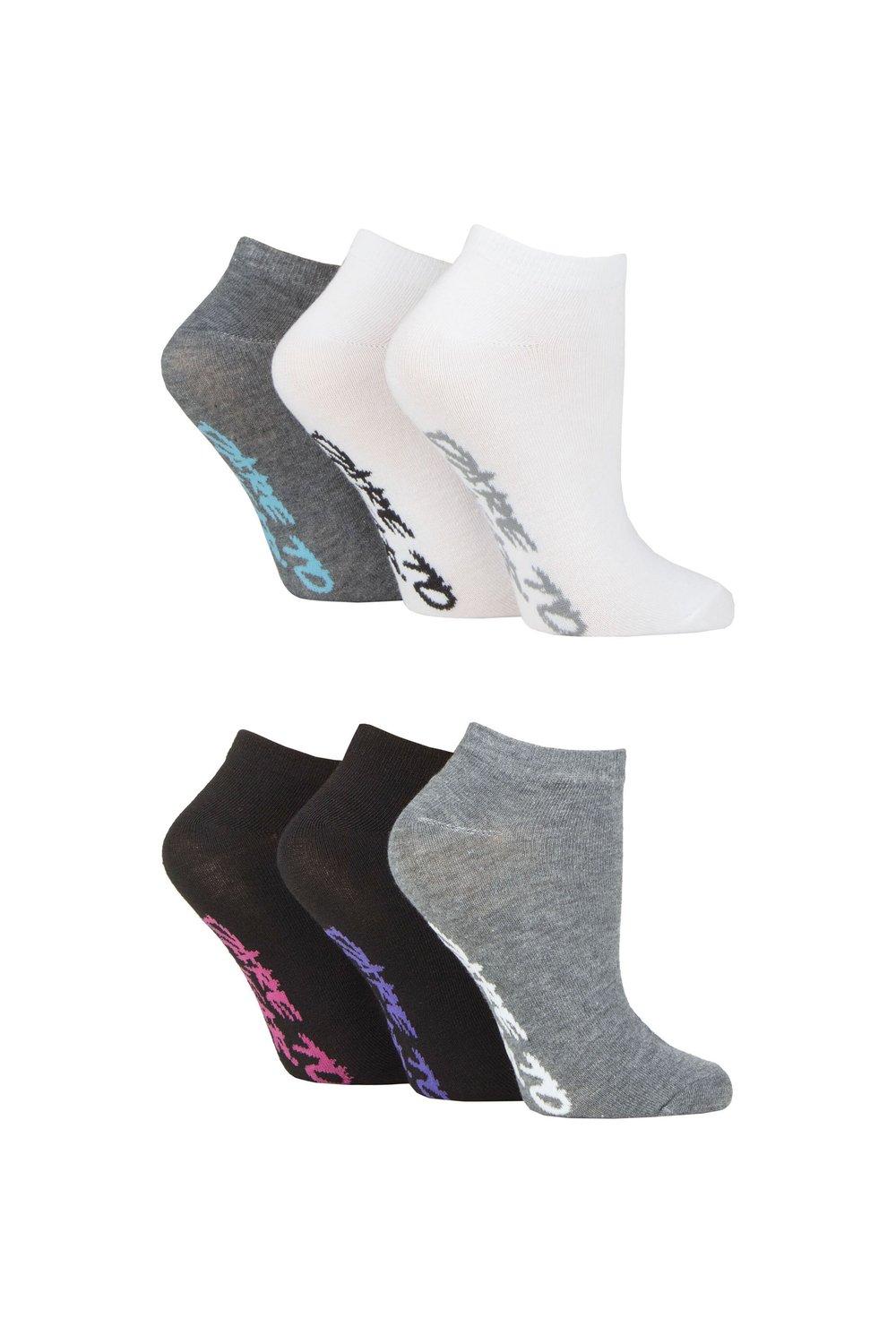 6 Pair Dare to Wear Patterned and Plain Trainer Socks