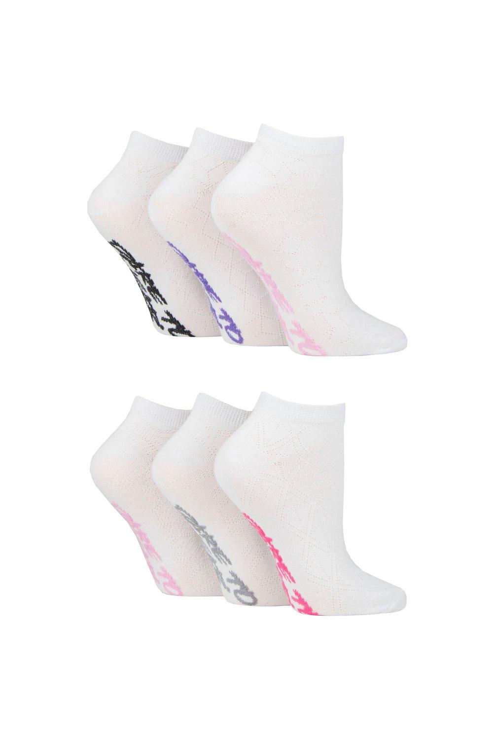 6 Pair Dare to Wear Pique Knit Patterned Trainer Socks