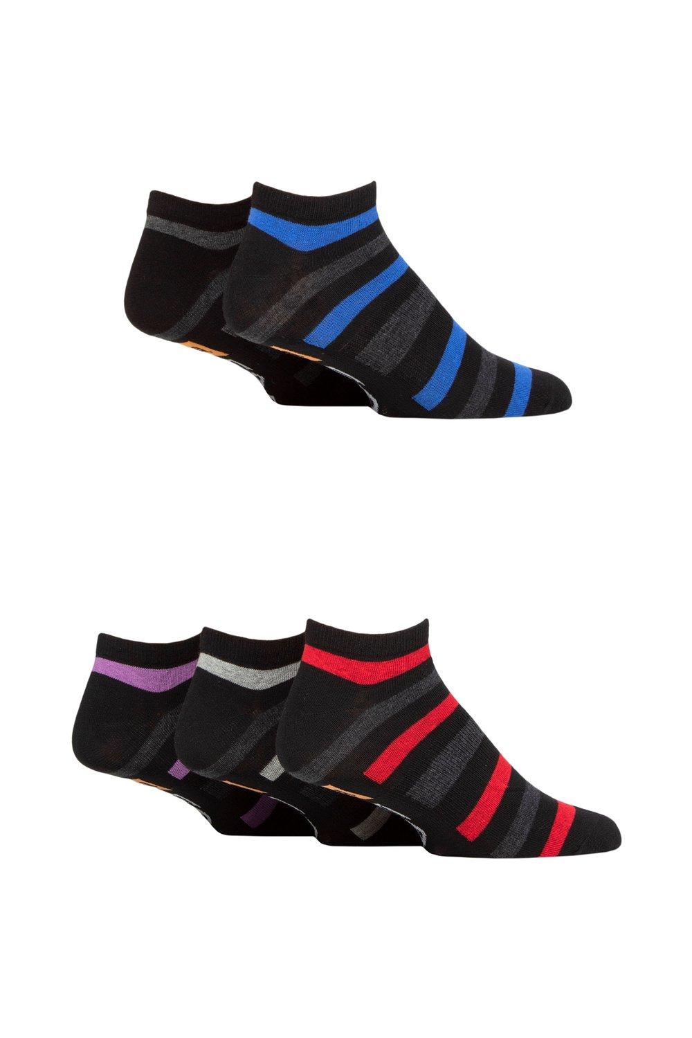 Mens 5 Pair Farah Arch Support Striped Cotton Trainer Socks