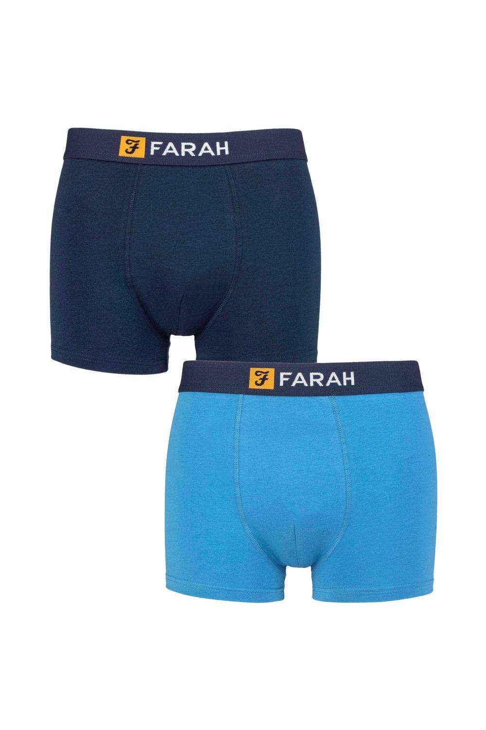 Mens 2 Pack Farah Plain Cotton Classic Fitted Trunks