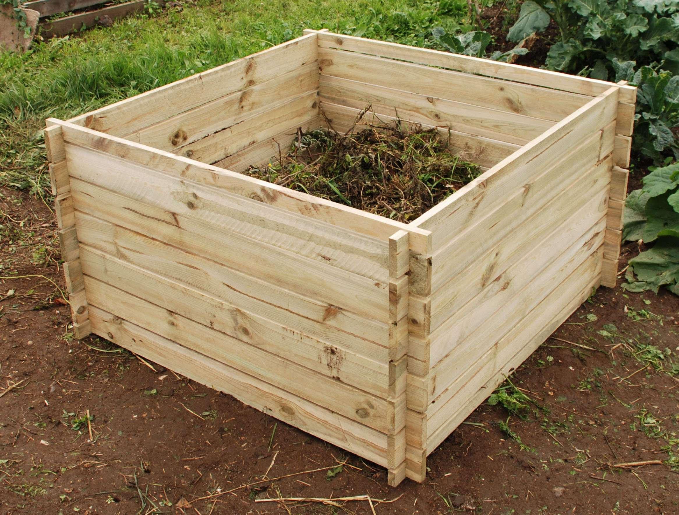 Outdoor Slatted Wooden Composter Large Natural Compost Bin 893 Litres