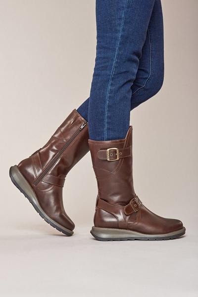 'Nightjar' Wedge Mid-Length Leather Boots