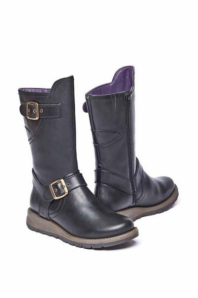 'Nightjar' Wedge Mid-Length Leather Boots