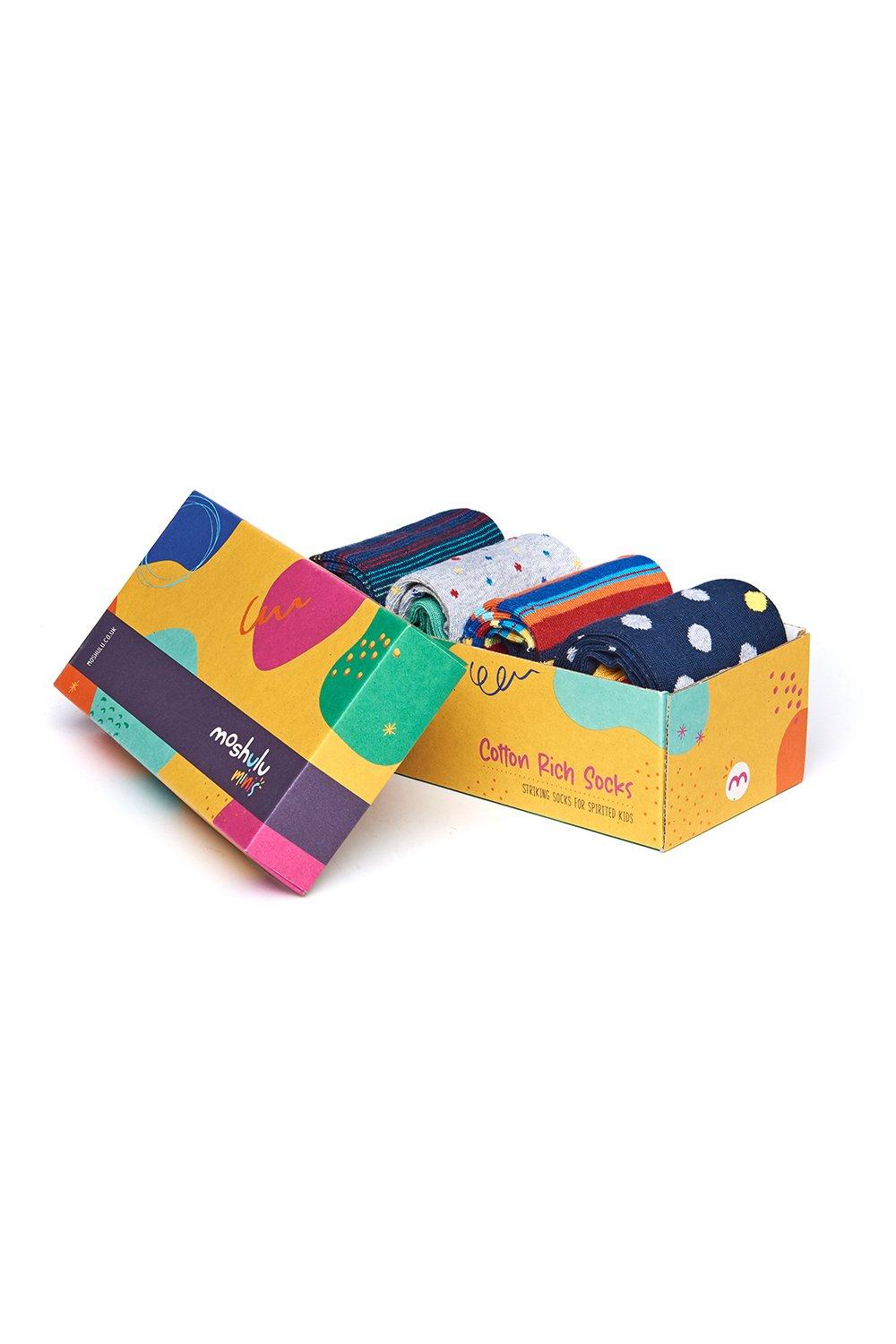 ’Moppet Sock Box’ Spot & Stripe Box of Socks