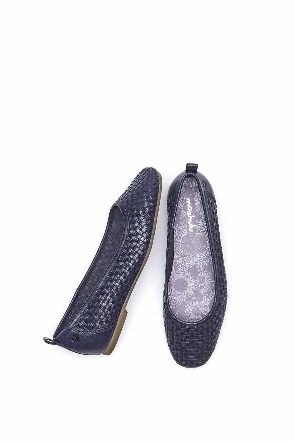 Moshulu Women's 'Swanpool' Woven Leather Ballet Pumps|Size: 8|indigo