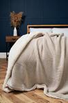 BHS Knitted Waffle Throw with Sherpa thumbnail 1