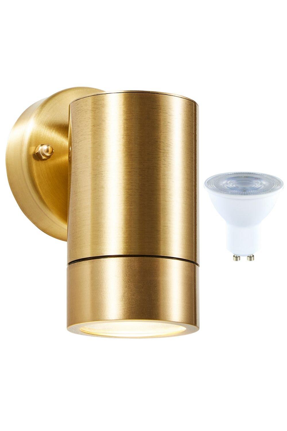 Wall Mounted Downlight with LED GU10 Bulbs Included: Solid Brass