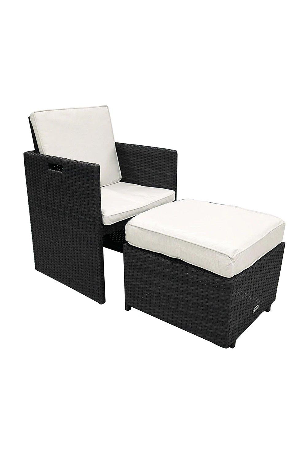 CANNES Cube Chair with Folding Back & Footstool incl. cushions