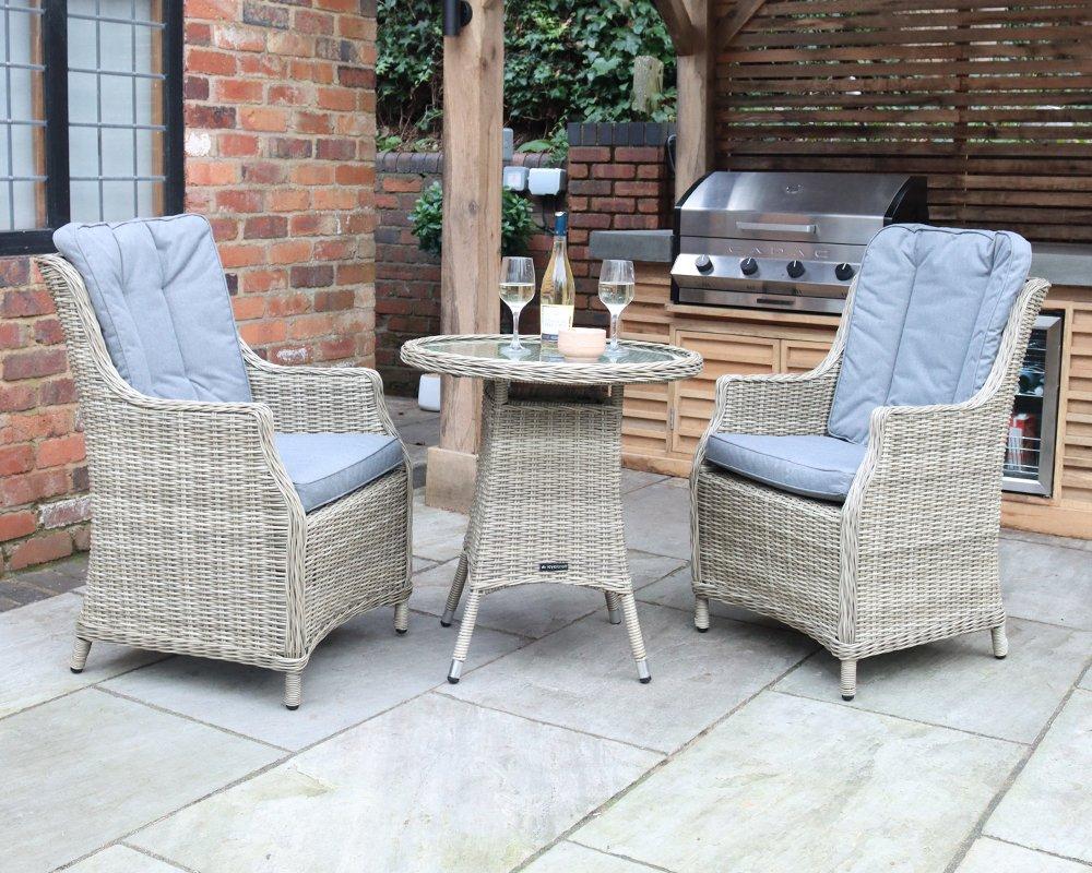 Wentworth Bistro Set - 70cm Round Table with 2 Highback Comfort Chairs