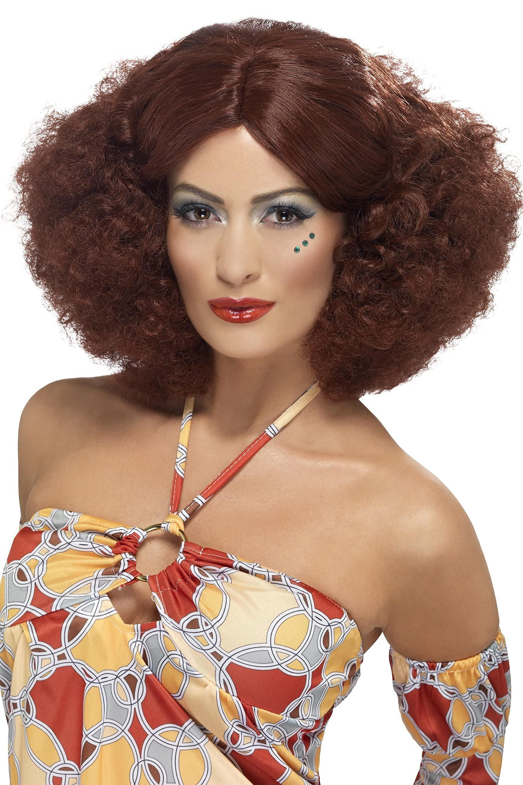 Smiffys  70's Afro Wig Auburn with Middle Parting, Brand New