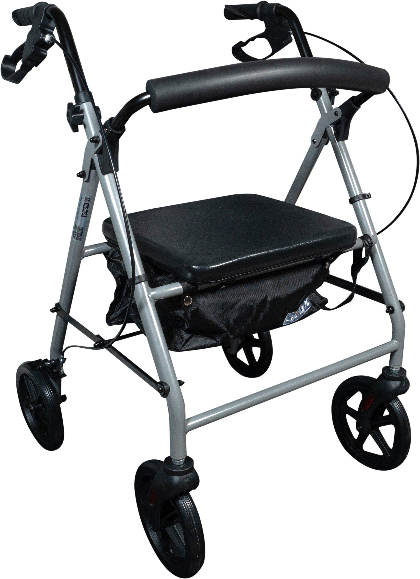 Four Wheeled Rollator with Bag Silver