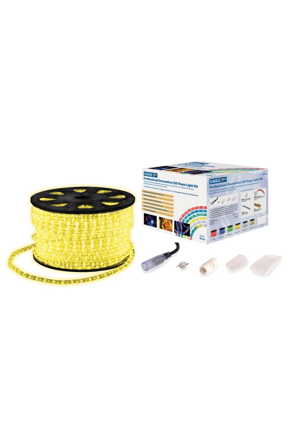 Static LED Rope Light Kit With Wiring Accessories Kit 45m Yellow