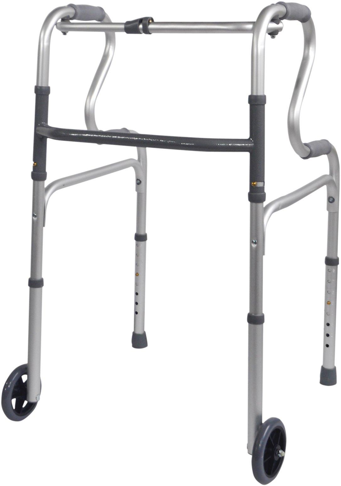Dual Riser Deluxe Folding Walking Frame With Wheels