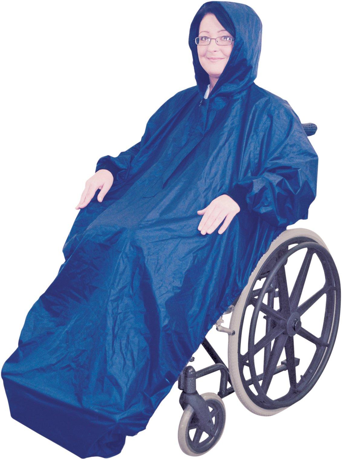Fleece Lined Wheelchair Mac with Sleeves Blue