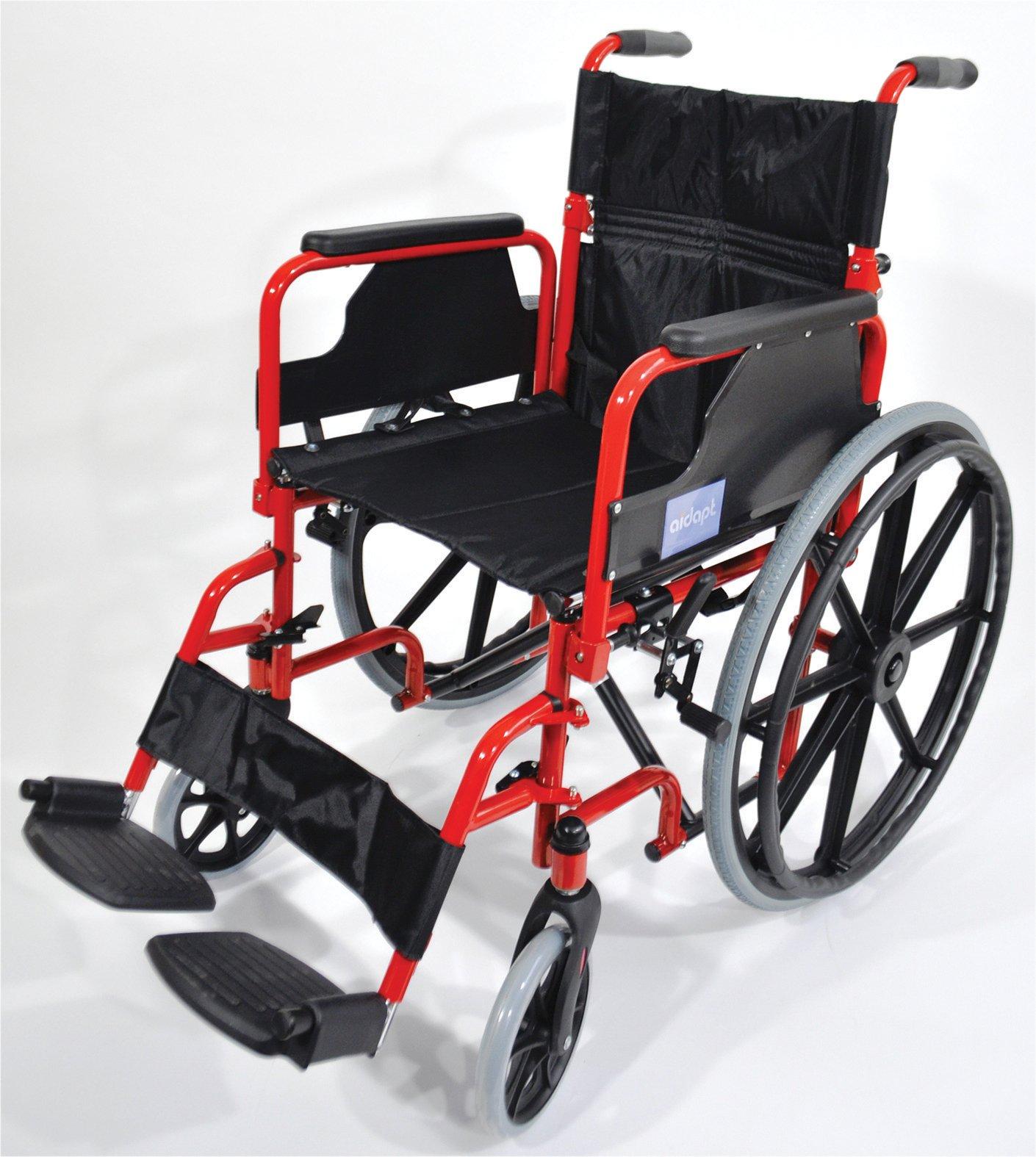 Deluxe Self Propelled Steel Wheelchair Red