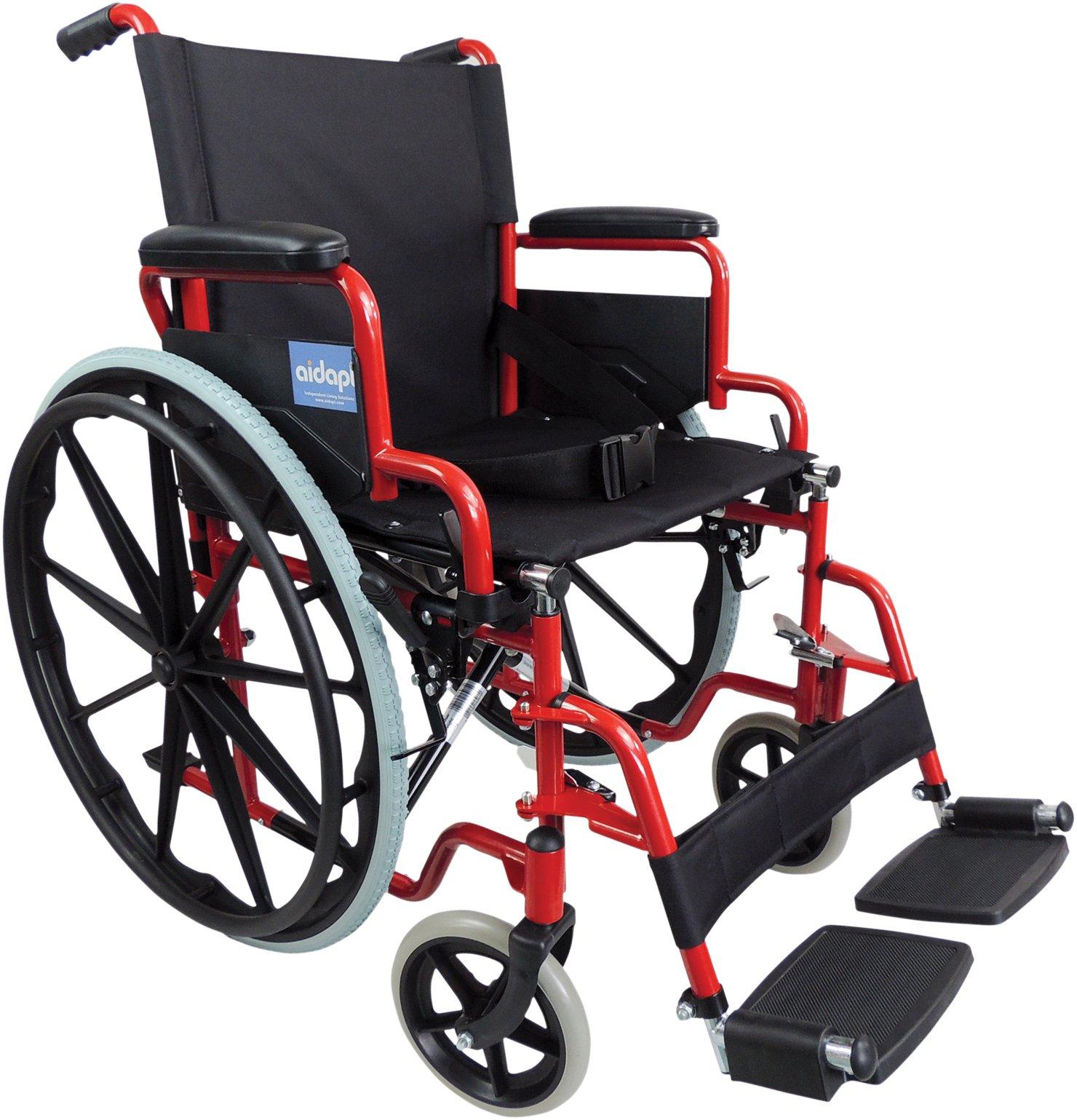 Self propelled steel wheelchair Red