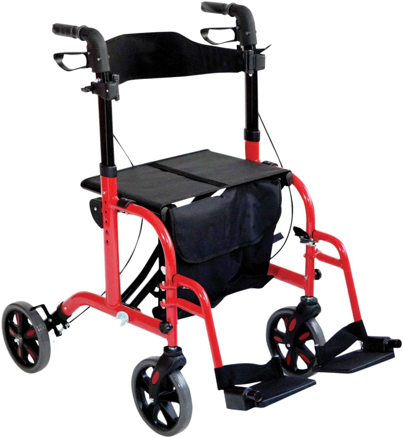 Duo Rollator And Transit Chair Red
