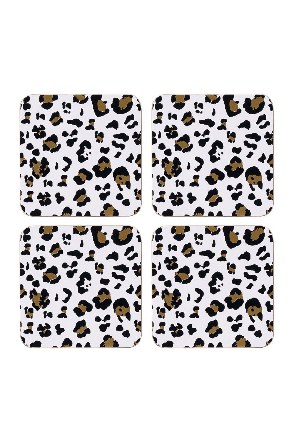 Table Linen & Mats Coasters Drink Mat Set of 4 Looking Wild Leopard