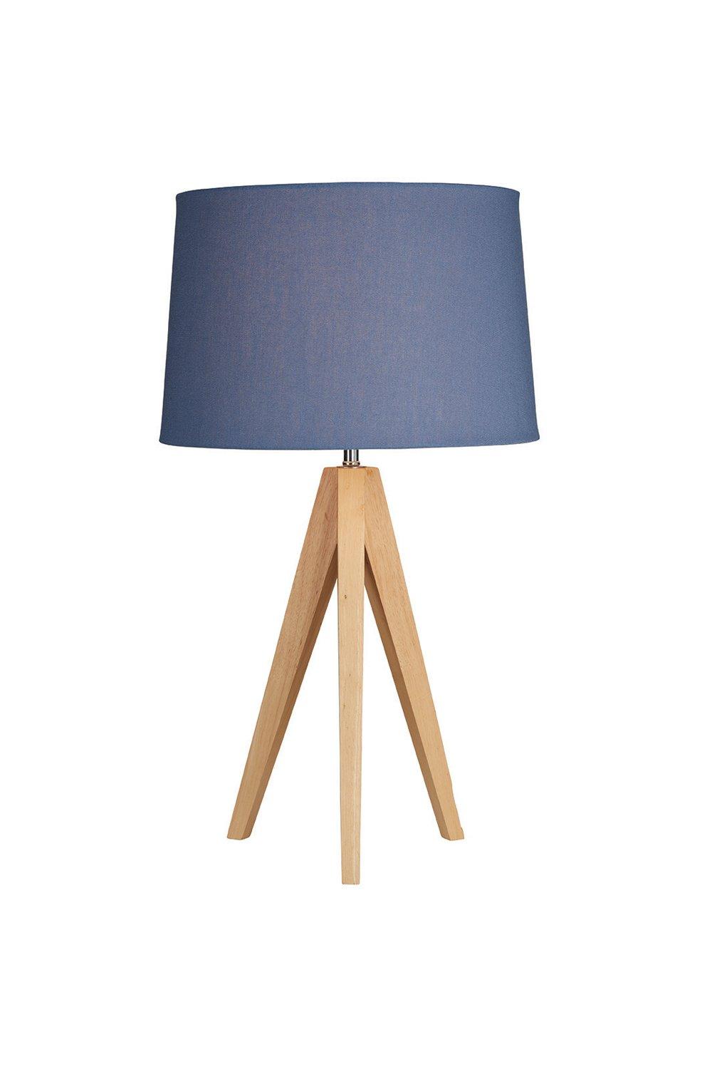 'Wooden Tripod' Table Lamp Denim
