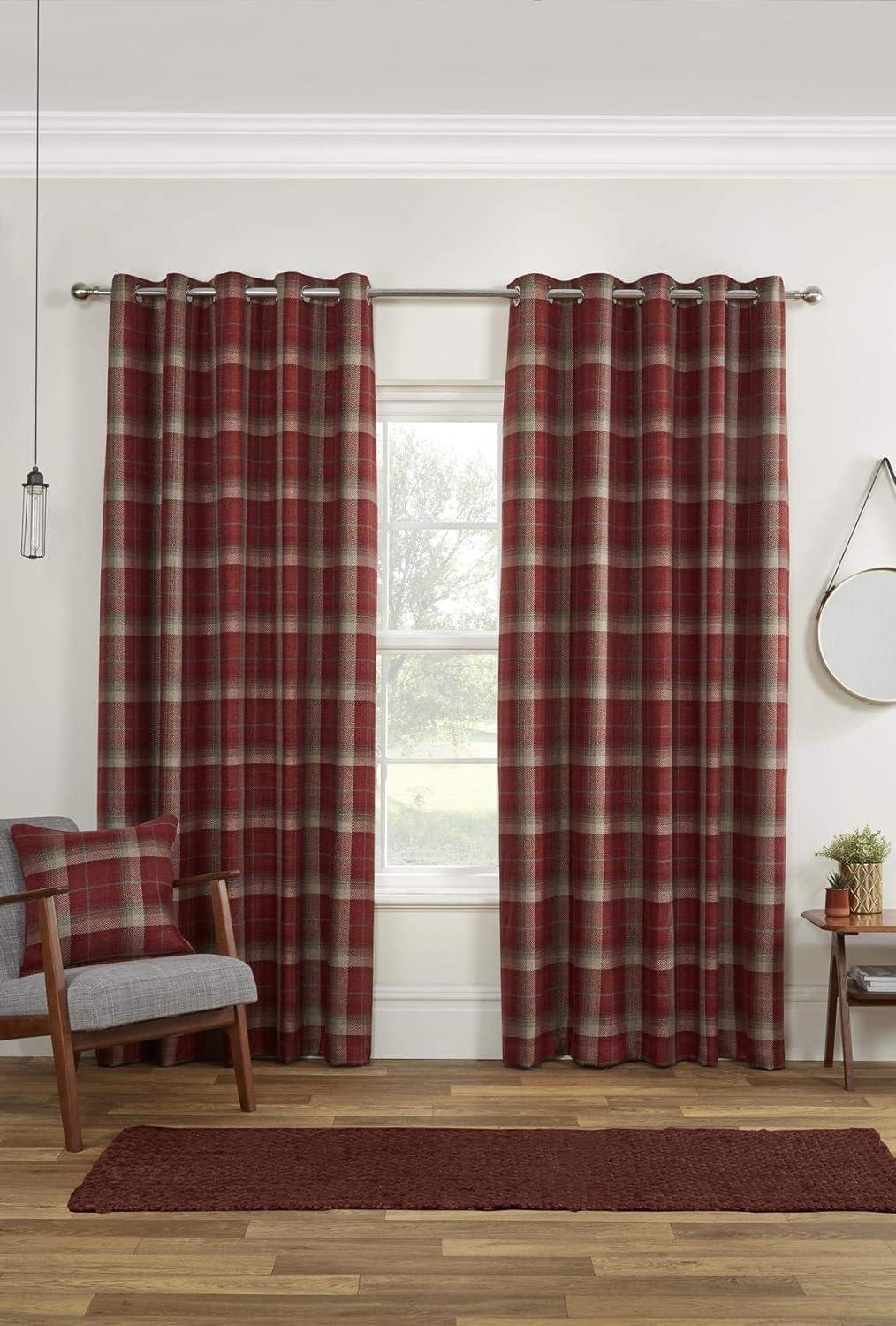 Carnoustie Checked Eyelet Blackout Curtains