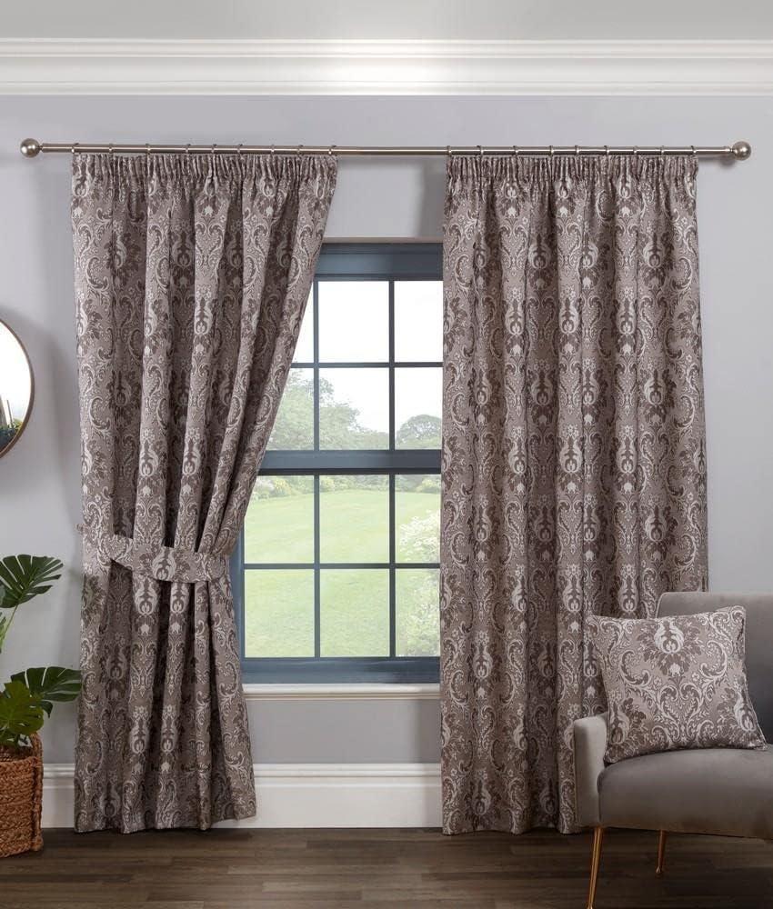 Tegola Floral Fully Lined Jacquard Pencil Pleat Curtains