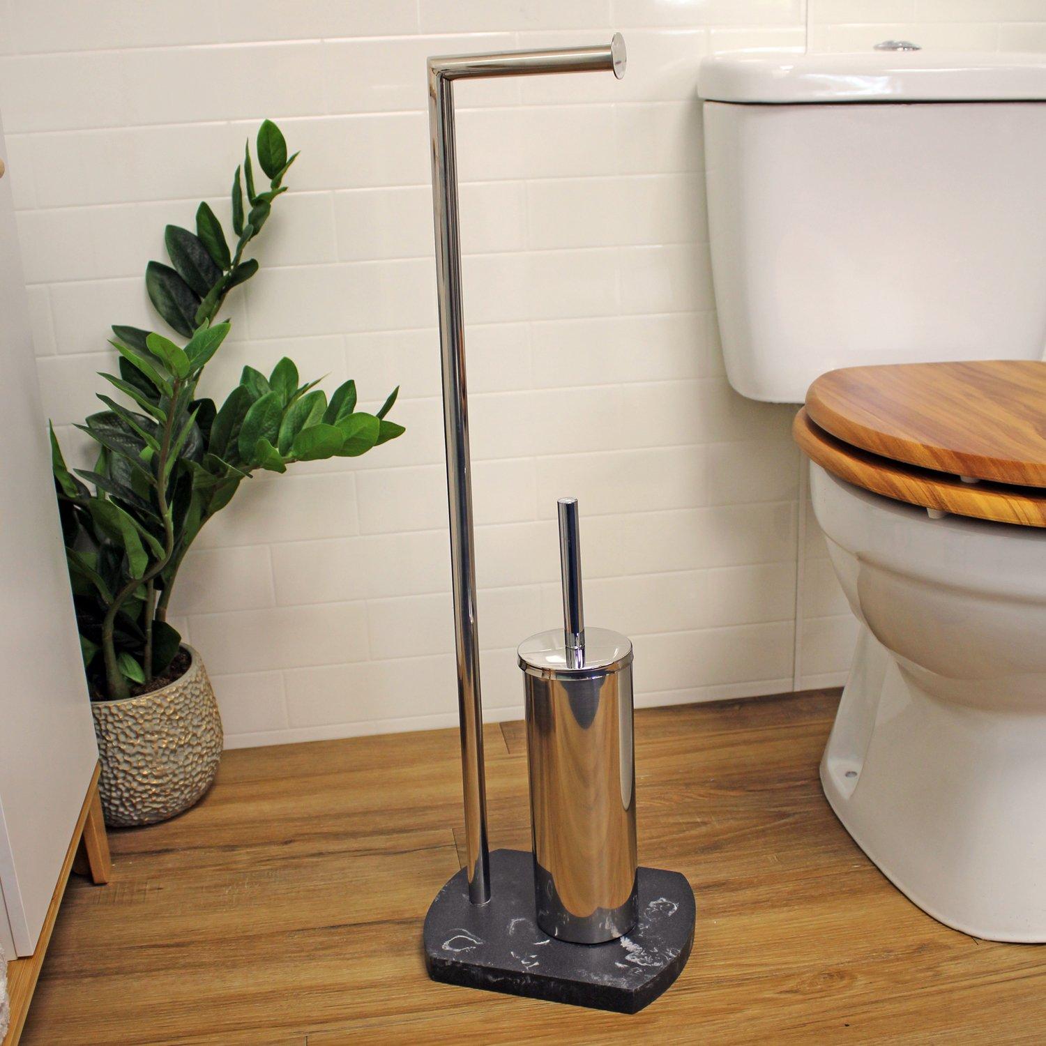 'Octavia' Grey Toilet Roll & Toilet Brush Holder