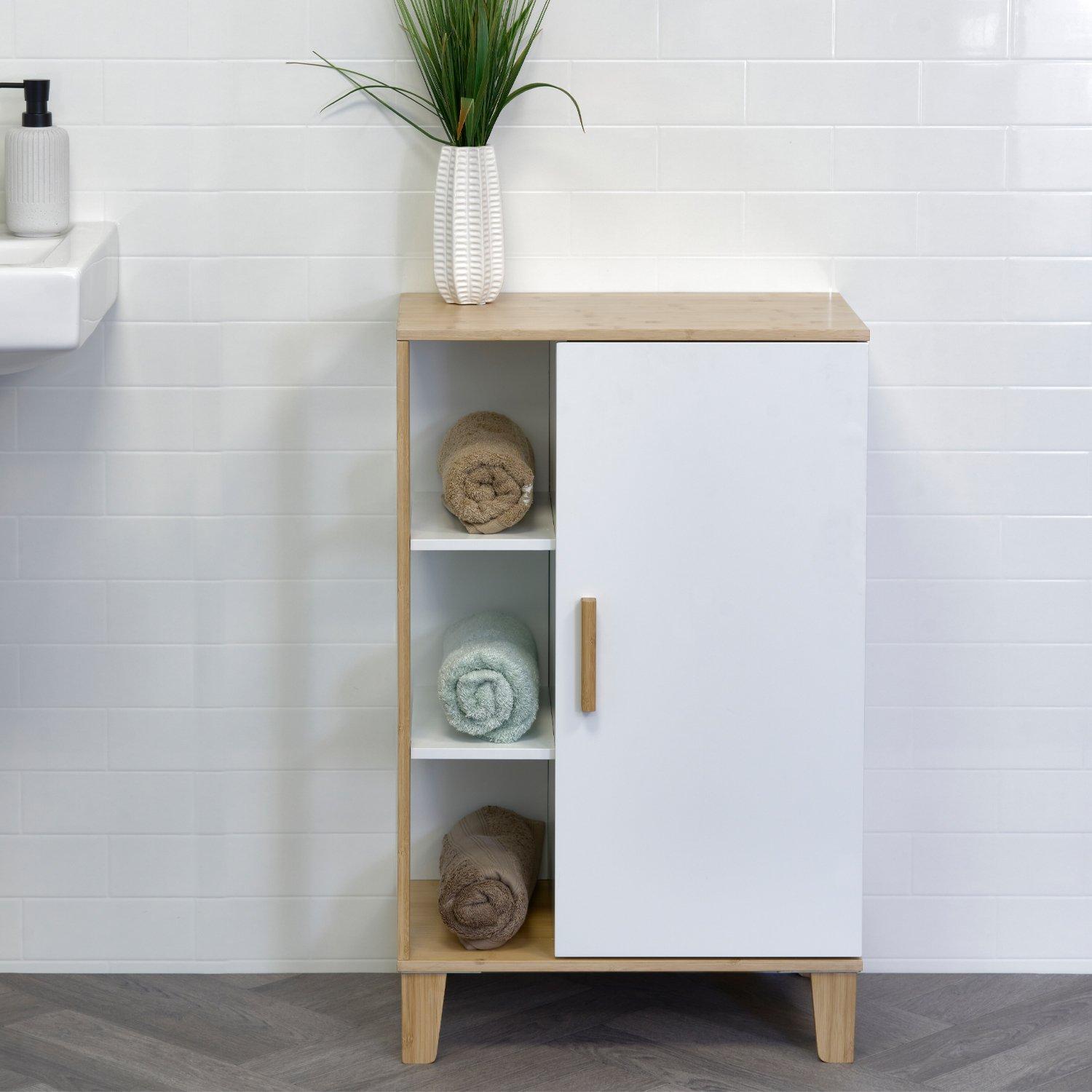 'Varallo' Single Floor Standing Bathroom Cabinet with Display Shelves