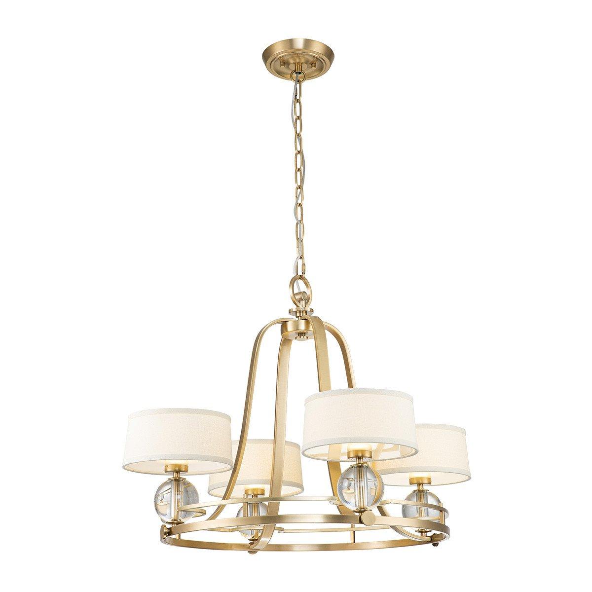 Quoizel Gotham Multi Arm Chandelier with Shades Brushed Brass