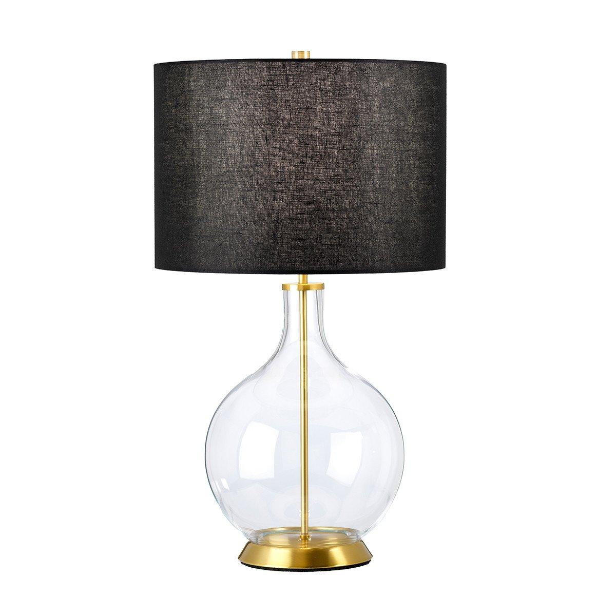 Orb Table Lamp with Round Shade Aged Brass