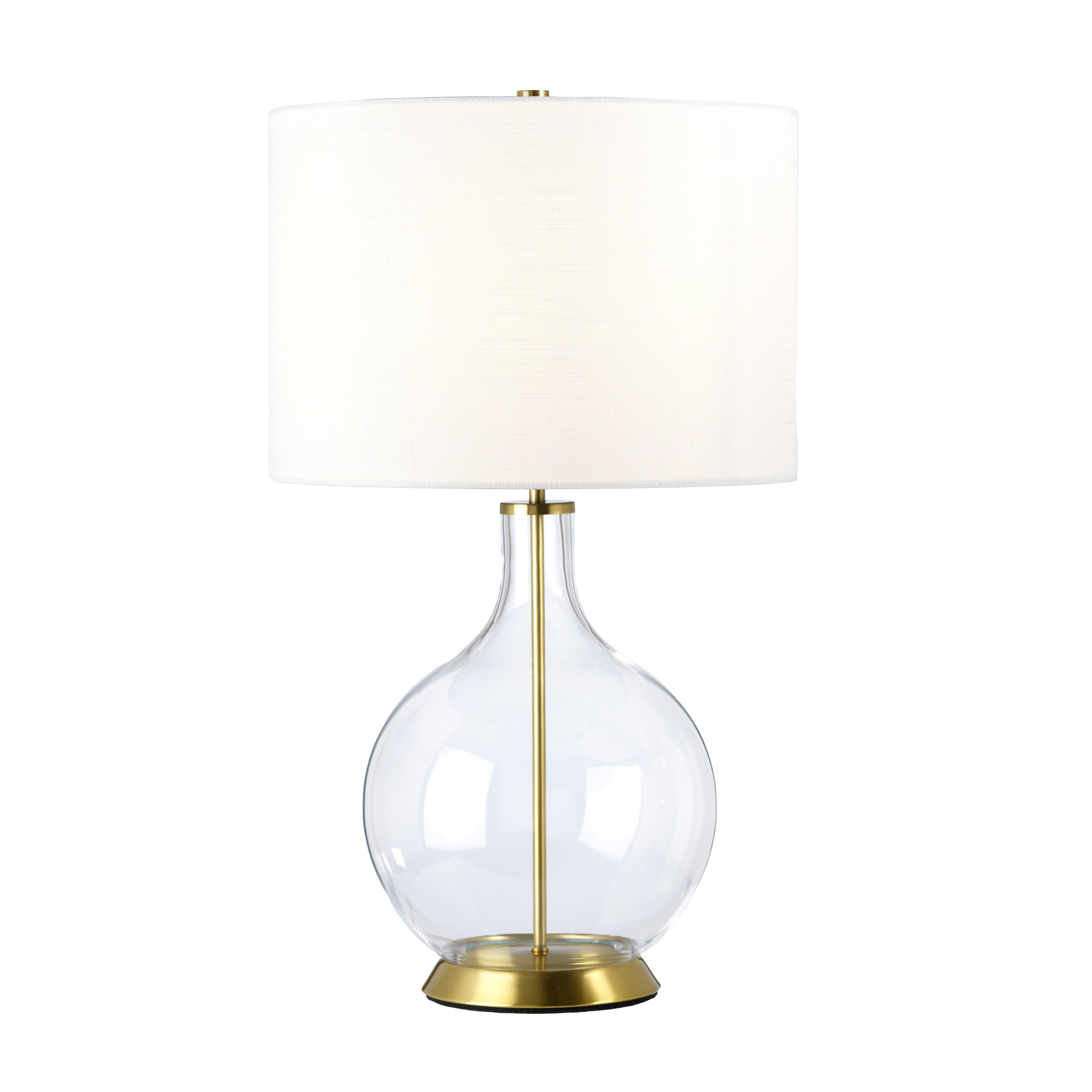 Orb Table Lamp with Round Shade Aged Brass