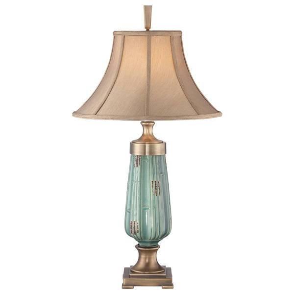 Monteverde 1 Light Table Lamp Ceramic Green Aged Brass E27