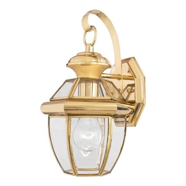 Newbury 1 Light Outdoor Small Wall Lantern Light Polished Brass IP44 E27