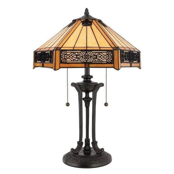 Indus 2 Light Tiffany Table Lamp Vintage Bronze E27