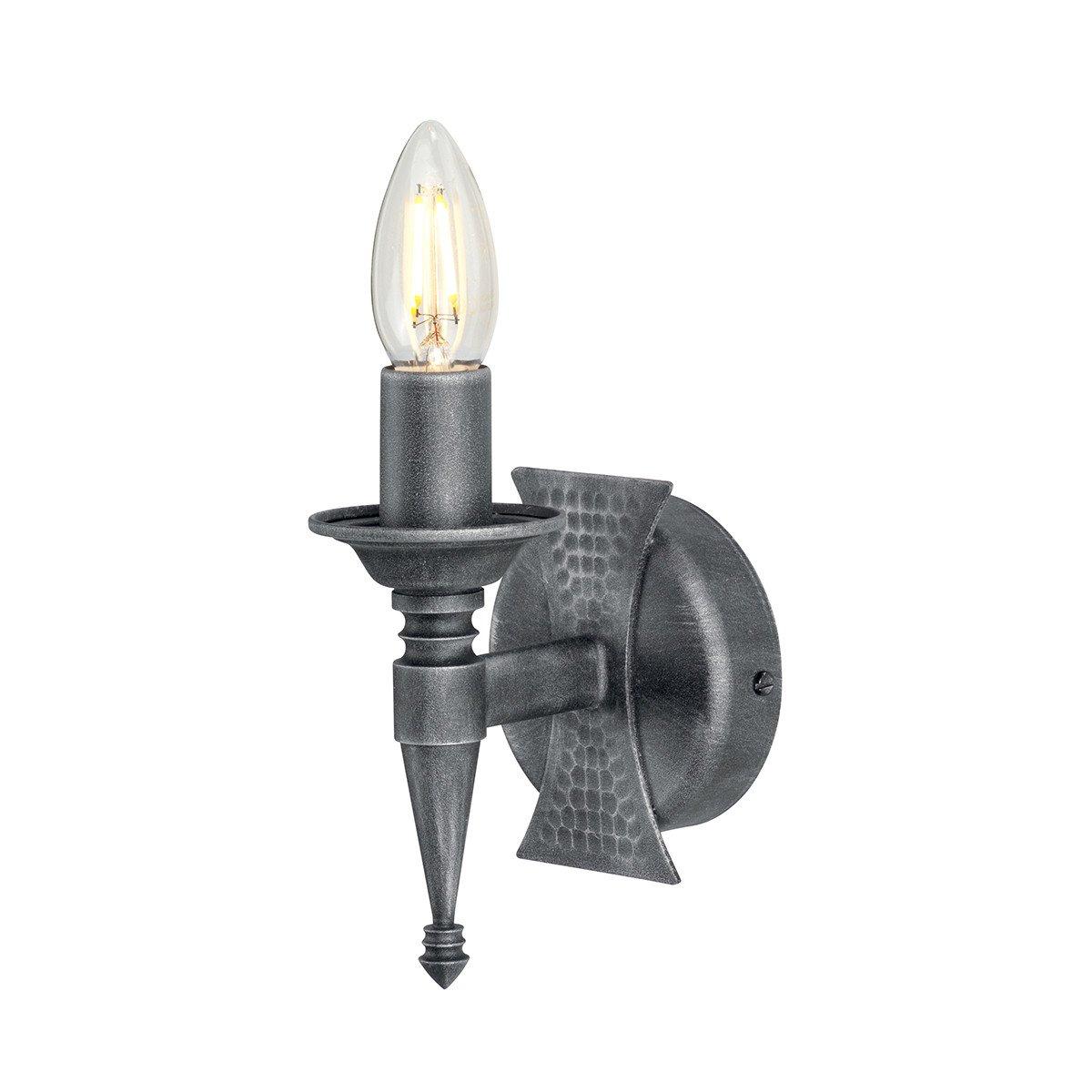 Saxon 1 Light Indoor Candle Wall Light Silver Black E14
