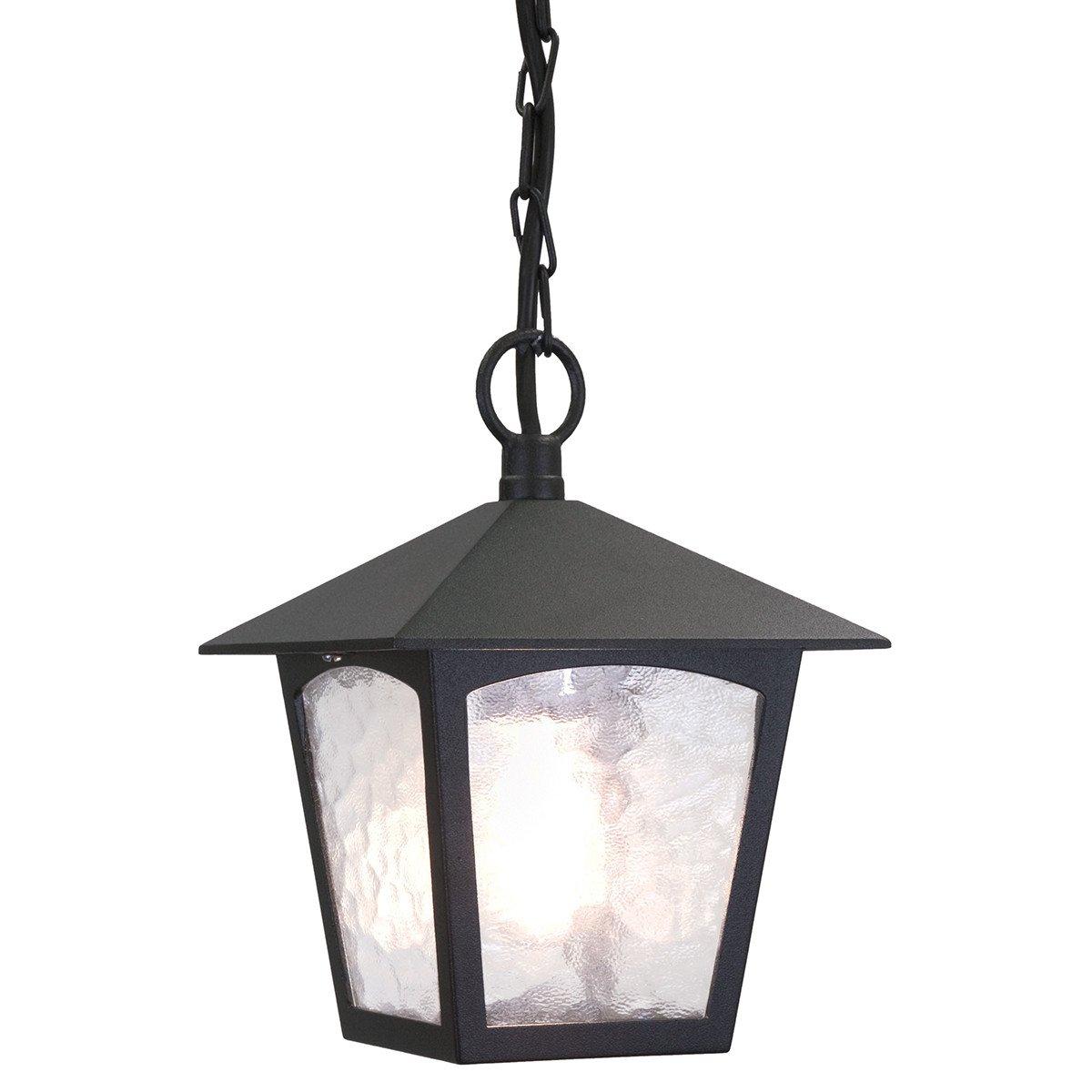 York 1 Light Outdoor Ceiling Chain Lantern Black IP43 E27