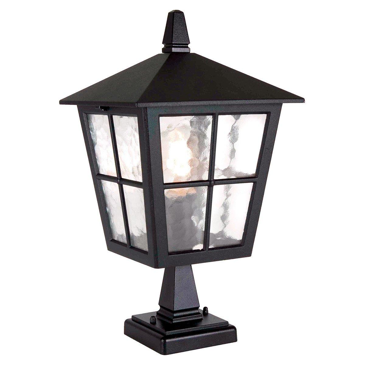 Canterbury 1 Light Outdoor Pedestal Lantern Black IP43 E27