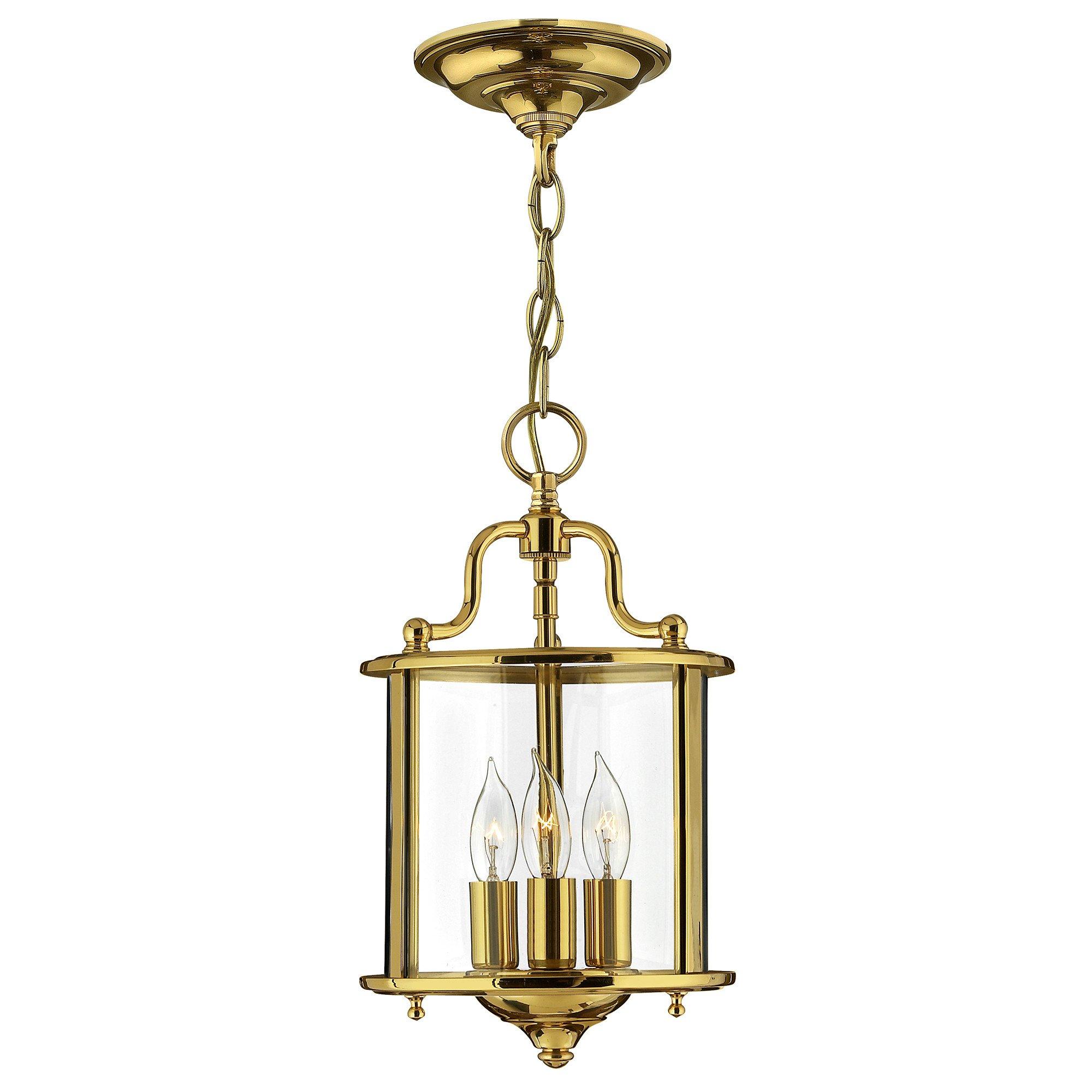 Gentry 3 Light Small Ceiling Lantern Pendant Polished Brass E14
