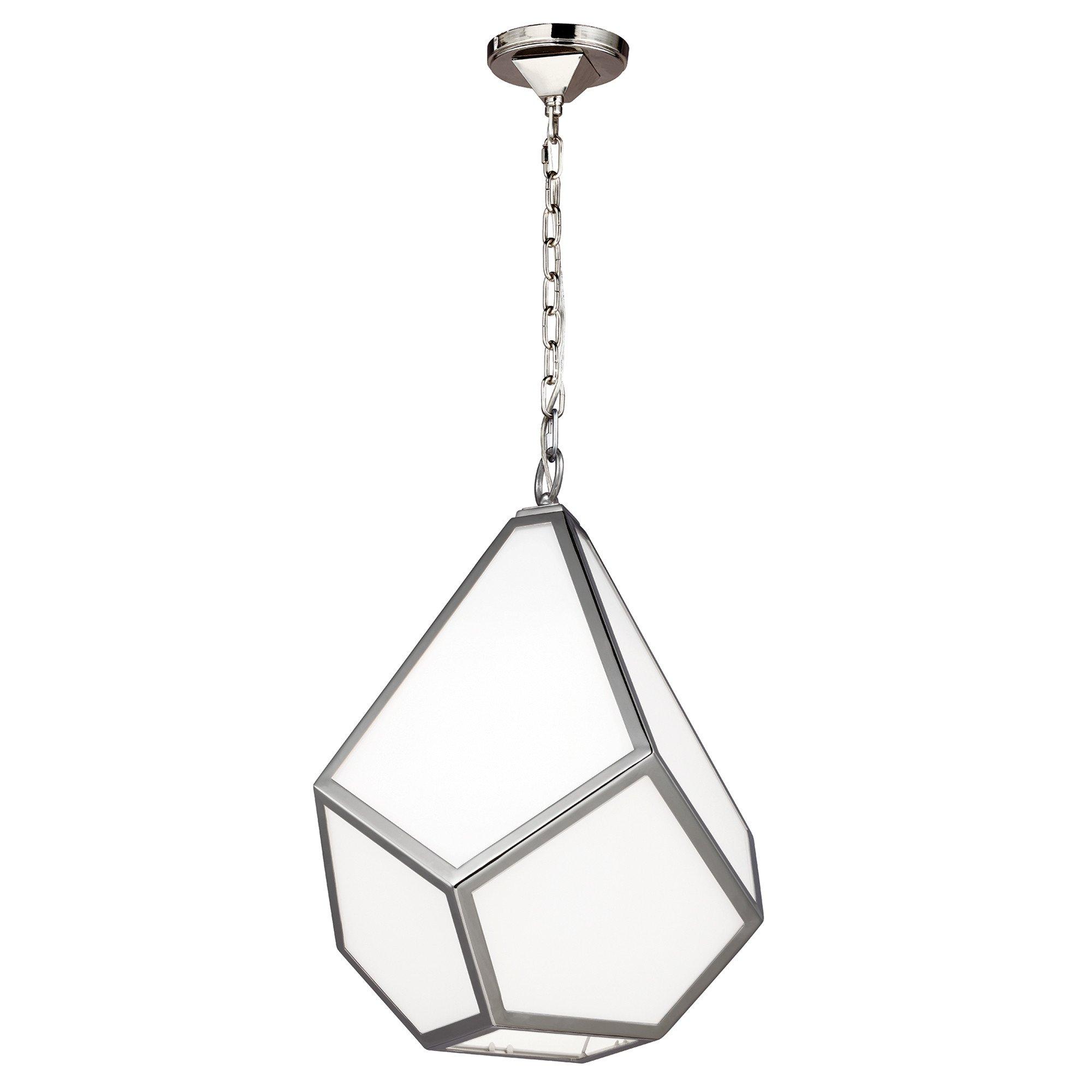 Diamond 1 Light Medium Ceiling Pendant Polished Nickel E27