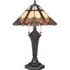 Netlighting Cambridge 2 Light Table Lamp Vintage Bronze Tiffany Glass E27 thumbnail 1