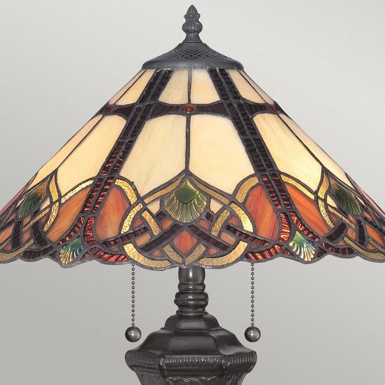 Netlighting Cambridge 2 Light Table Lamp Vintage Bronze Tiffany Glass E27 2