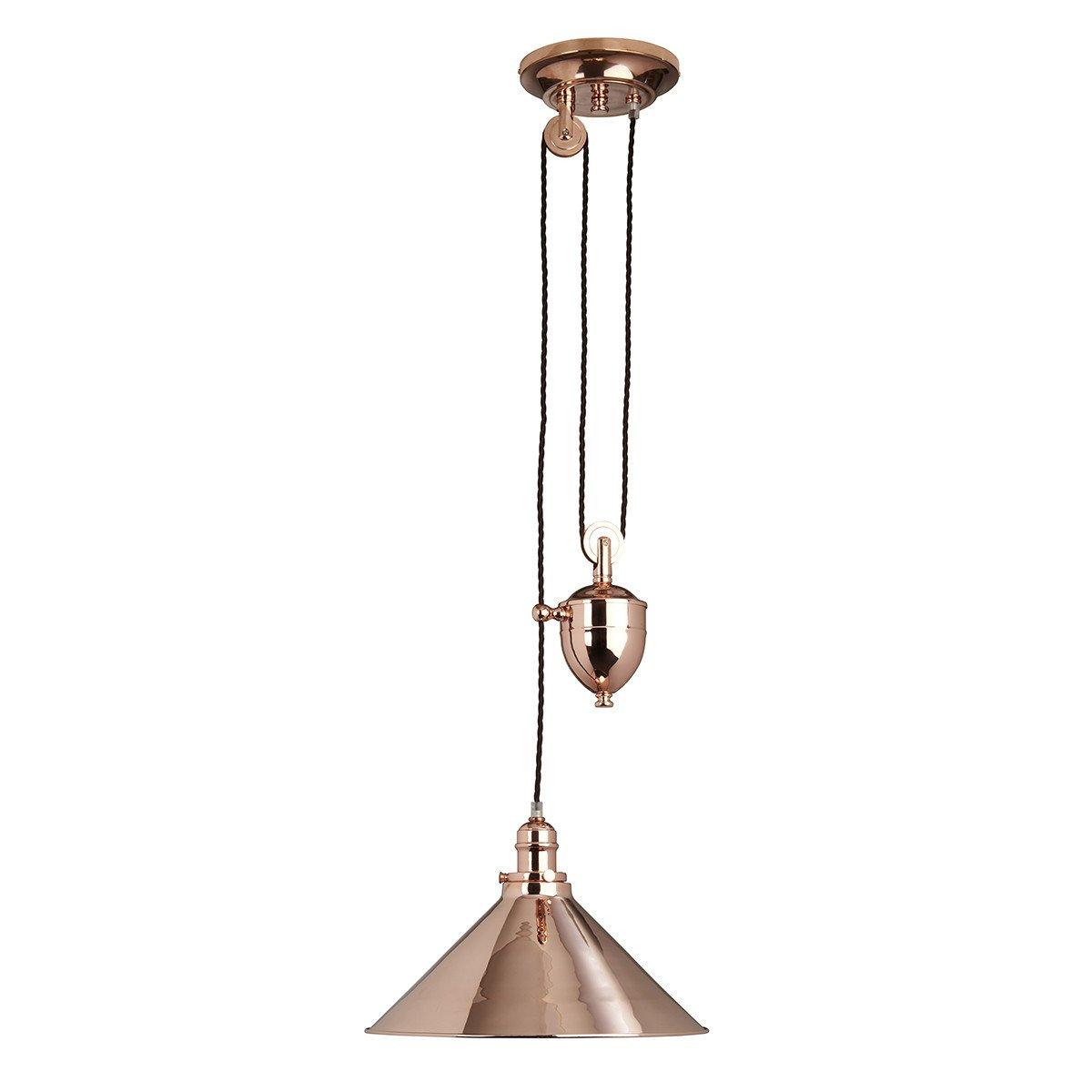 Provence 1 Light Rise & Fall Dome Ceiling Pendant Polished Copper E27