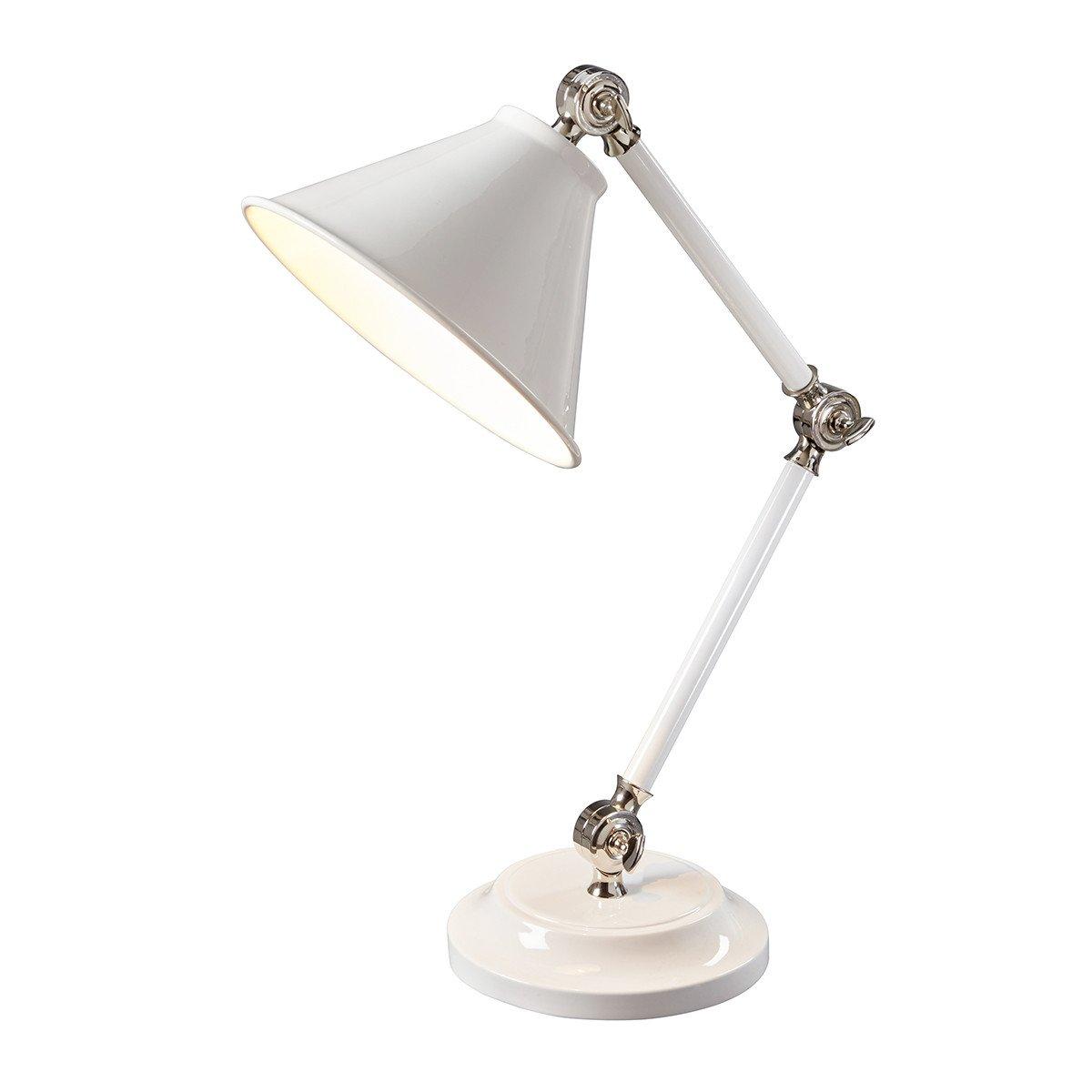 Provence Element 1 Light Table Lamp White Polished Nickel E27