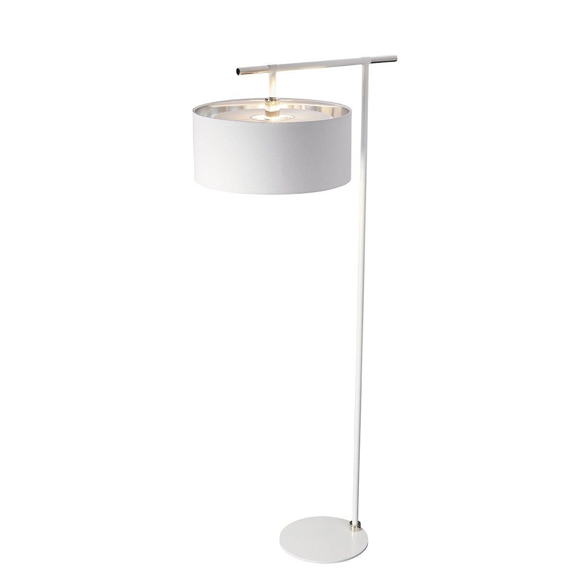 Balance 1 Light Floor Lamp White Polished Nickel E27
