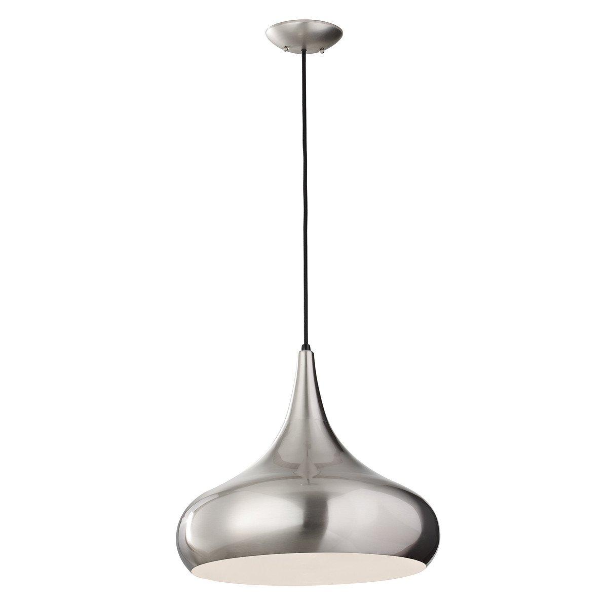 Beso 1 Light Large Dome Ceiling Pendant Brushed Steel E27