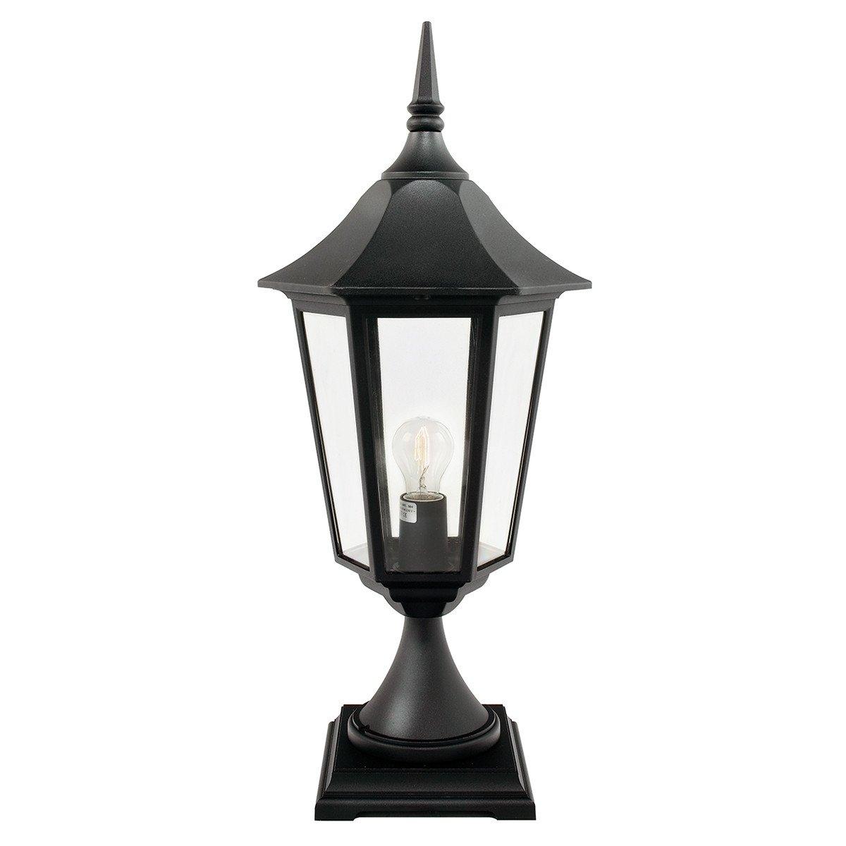 Valencia Grande 1 Light Outdoor Pedestal Lantern Black IP44 E27