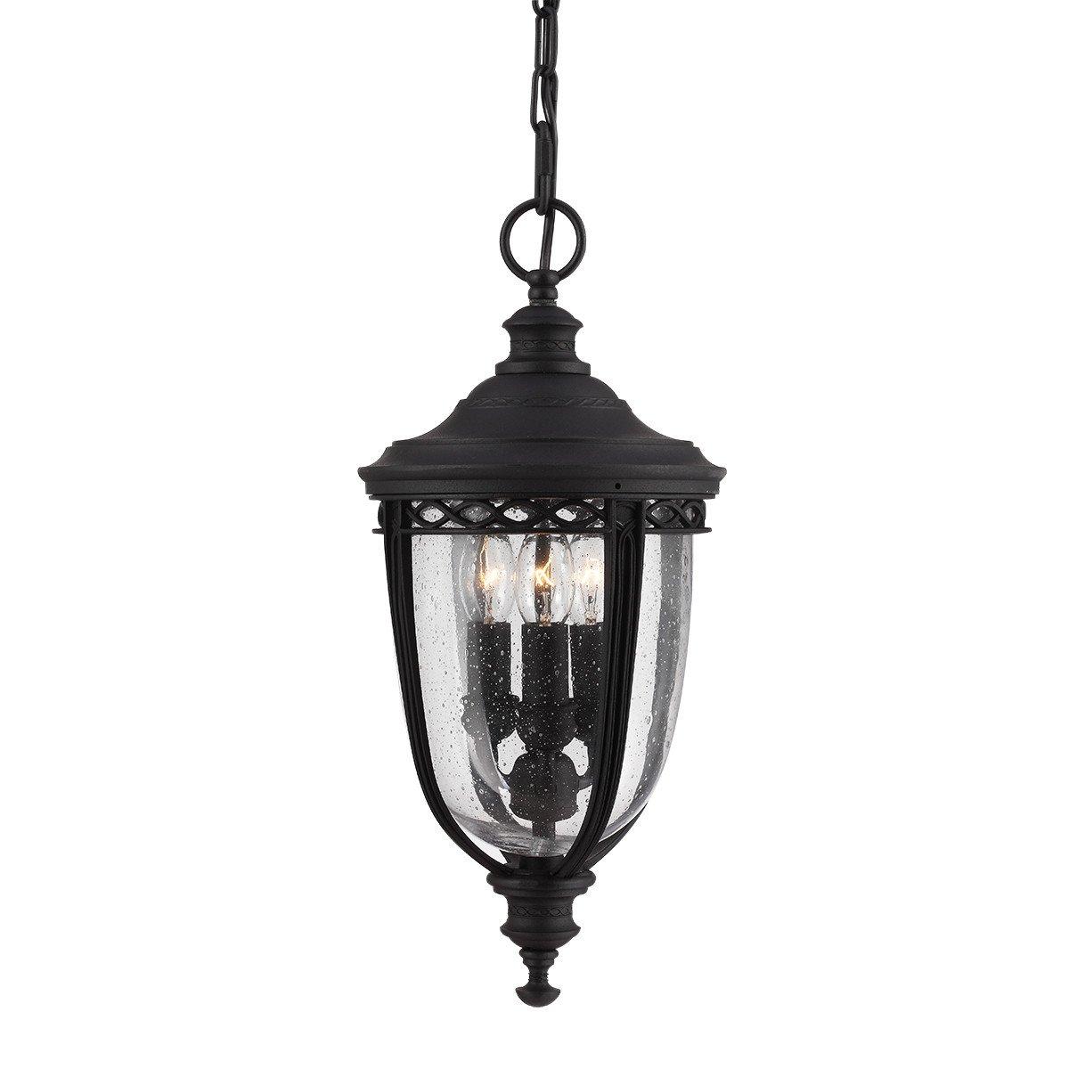 English Bridle 3 Light Medium Outdoor Ceiling Chain Lantern Black E14